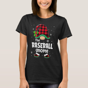 The Baseball Gnome Buffalo Plaid Christmas Matchin T-Shirt