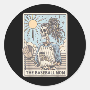 The Baseball Mum Tarot Card Funny Mothers Day Socc Classic Round Sticker