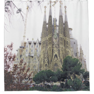"The Basilica Sagrada Familia in Barcelona, Spain" Shower Curtain