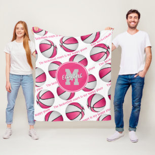The basketball court is my happy place pink fleece blanket