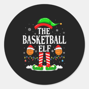 The Basketball Elf Bball Xmas Basketball Christmas Classic Round Sticker