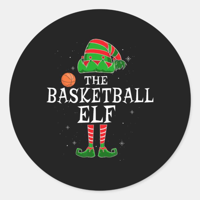 The Basketball Elf Group Matching Family Christmas Classic Round Sticker (Front)