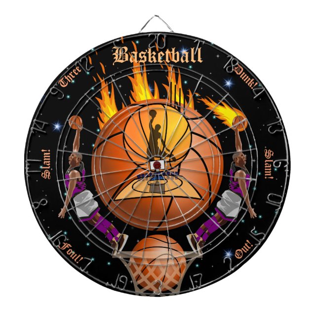The Basketball Fiery Slam Dunk Dartboard (Front)