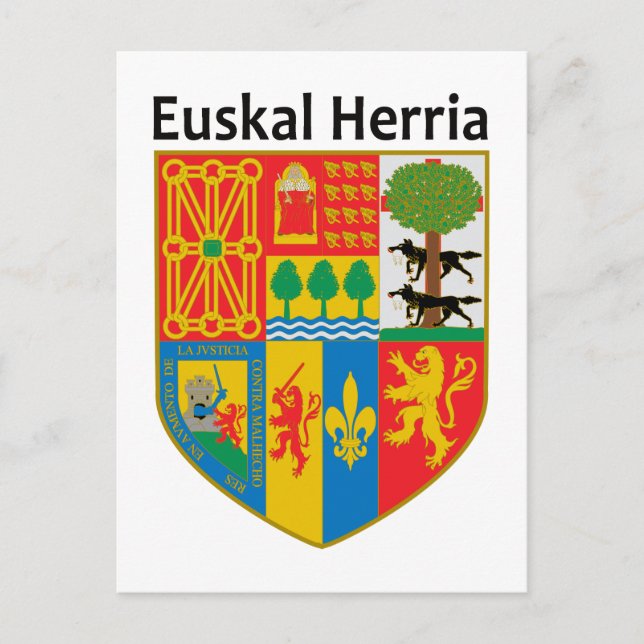 The Basque Country (Euskal Herria) coat of arms, Postcard (Front)