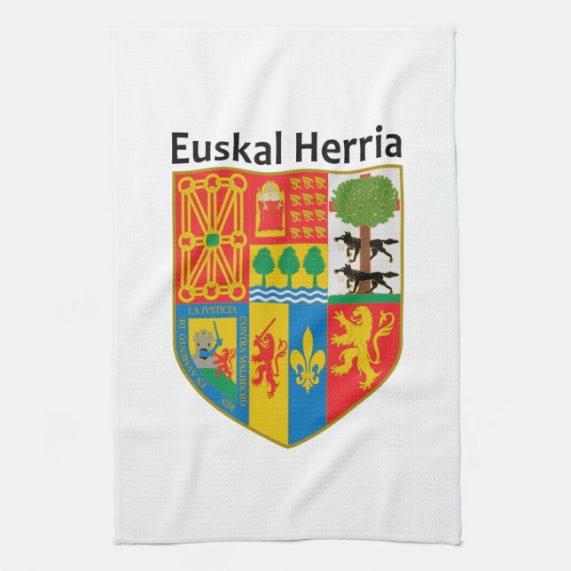 The Basque Country (Euskal Herria) coat of arms, Tea Towel (Vertical)