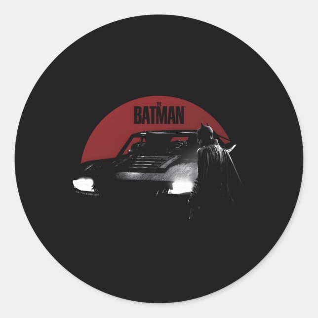 The Bat Batmobile Red Moon Classic Round Sticker (Front)