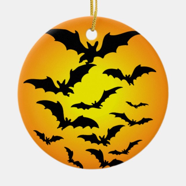 The bat of Halloween - Ceramic Tree Decoration (Front)