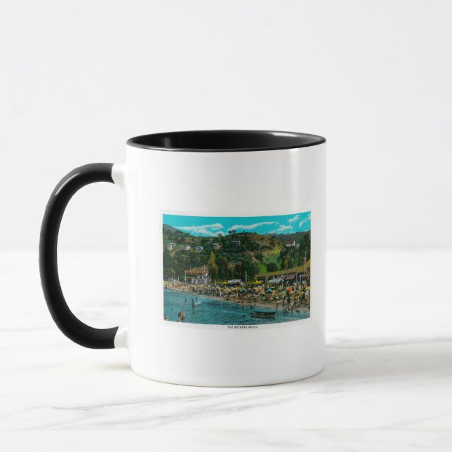 The Bathing Beach at Avalon, Catalina Island Mug (Left)