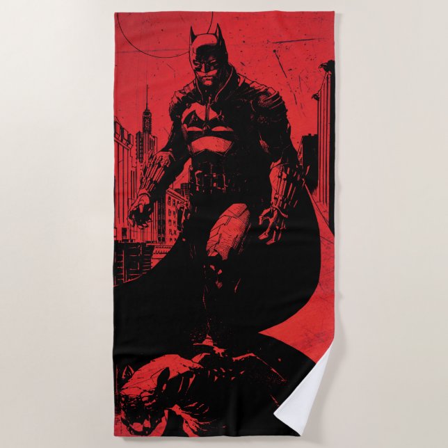 The Batman Comic Book Illustration Beach Towel (Front)