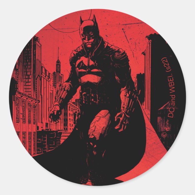 The Batman Comic Book Illustration Classic Round Sticker (Front)