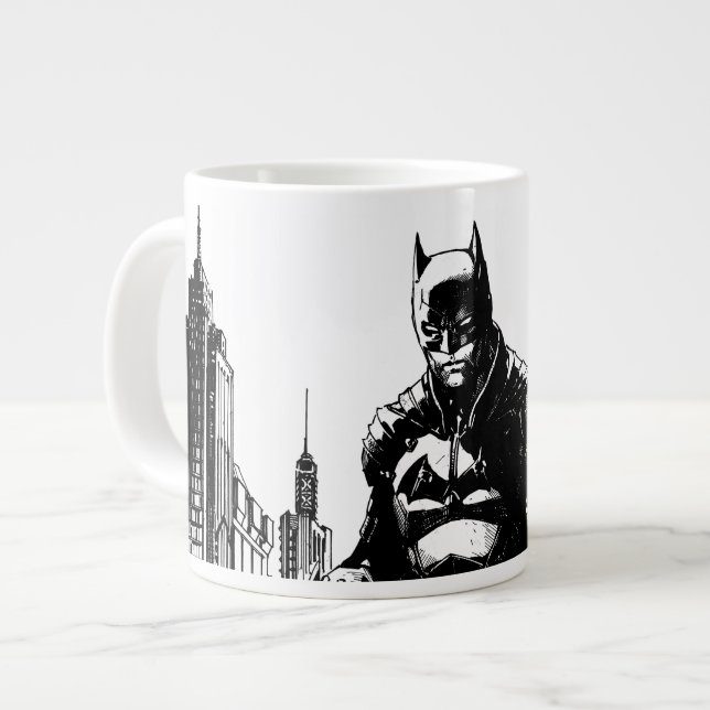 The Batman Comic Book Illustration Large Coffee Mug (Front Left)