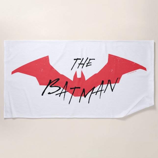 The Batman Handwritten Bat Logo Beach Towel (Front)