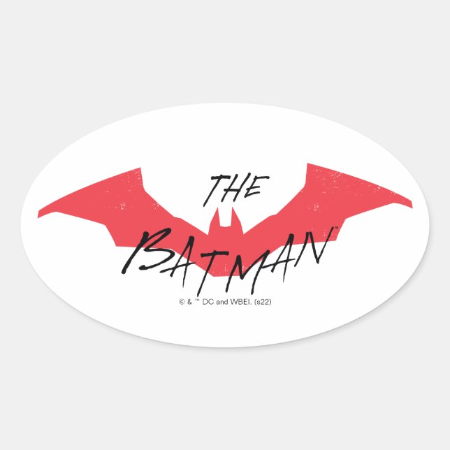 The Batman Handwritten Bat Logo Oval Sticker (Front)