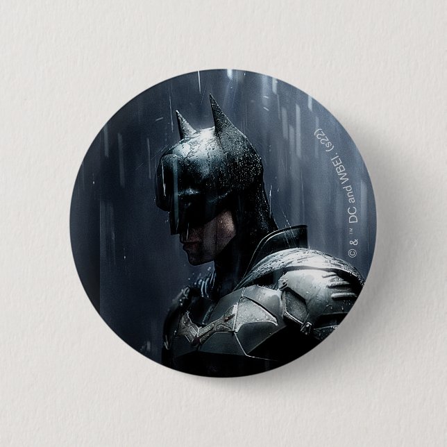 The Batman in the Rain 6 Cm Round Badge (Front)
