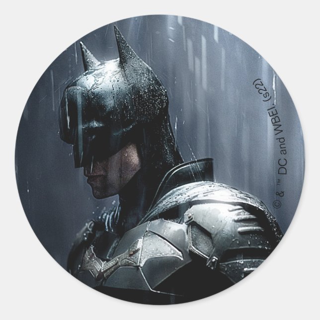 The Batman in the Rain Classic Round Sticker (Front)