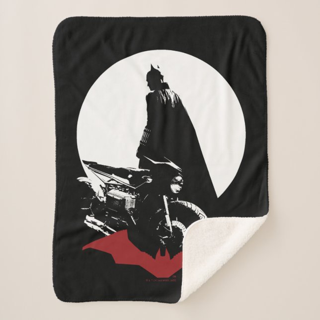 The Batman Motorcycle Silhouette Sherpa Blanket (Front)
