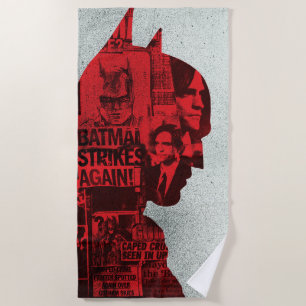 The Batman Newspaper Silhouette Beach Towel