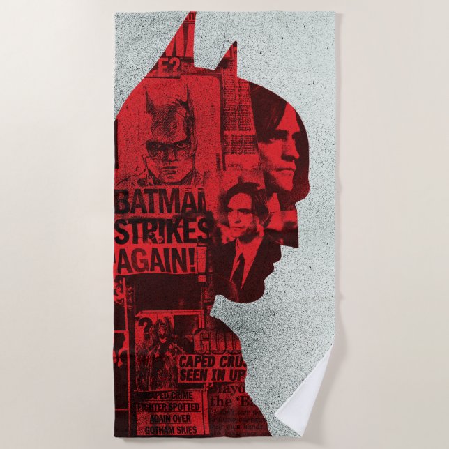 The Batman Newspaper Silhouette Beach Towel (Front)