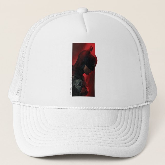 The Batman Red Bar Profile Trucker Hat (Front)