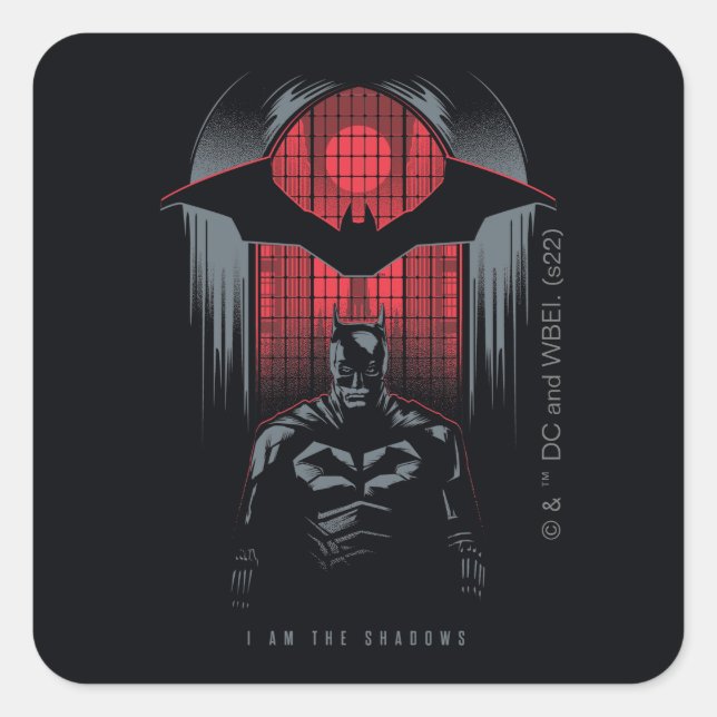 The Batman Window Pane Outline Square Sticker (Front)
