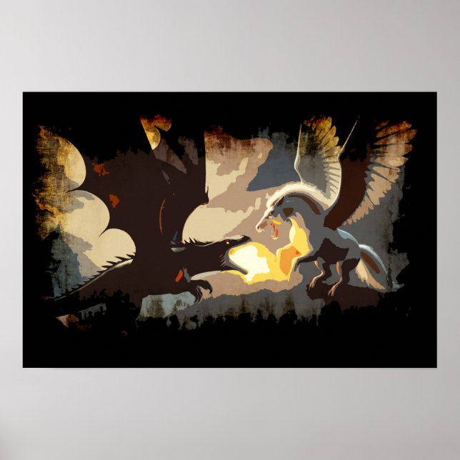 The Battle Begins - Dragon vs Pegasus Poster (Front)