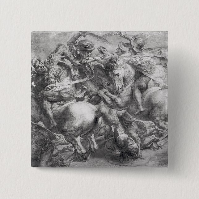 The Battle of Anghiari after Leonardo da Vinci 15 Cm Square Badge (Front)