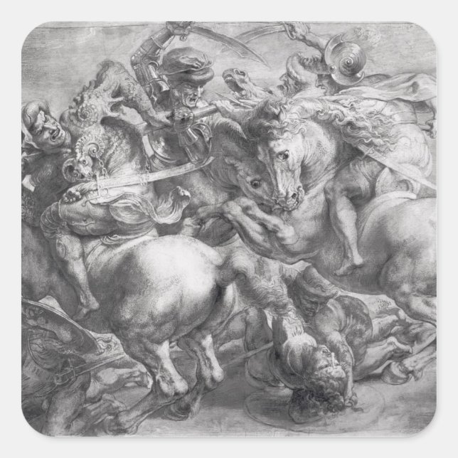 The Battle of Anghiari after Leonardo da Vinci Square Sticker (Front)