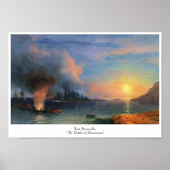 The Battle of Bomarsund Ivan Aivazovsky seascape Poster (Front)