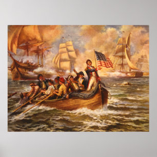 The Battle of Lake Erie by Percy Moran Poster