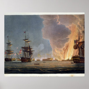 The Battle of the Nile, 1st August 1798, engraved Poster