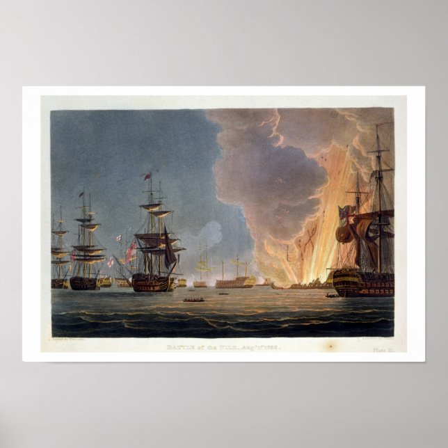 The Battle of the Nile, 1st August 1798, engraved Poster (Front)