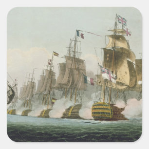 The Battle of Trafalgar, 21st October 1805, engrav Square Sticker