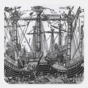 The Battle of Zonchio in 1499 Square Sticker