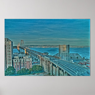 The Bay Bridge in the Evening Poster