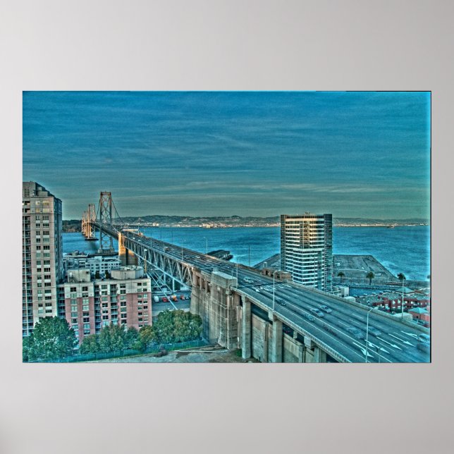 The Bay Bridge in the Evening Poster (Front)