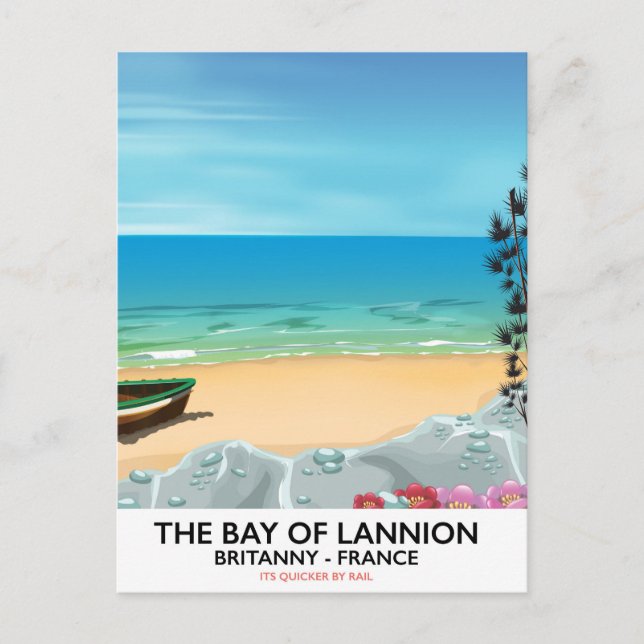 The Bay of Lannion France travel poster Postcard (Front)