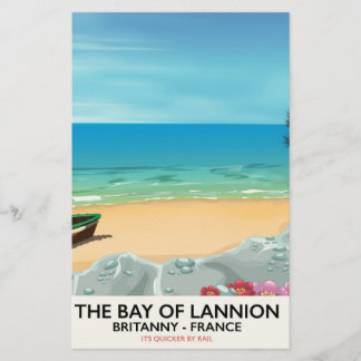 The Bay of Lannion France travel poster Stationery