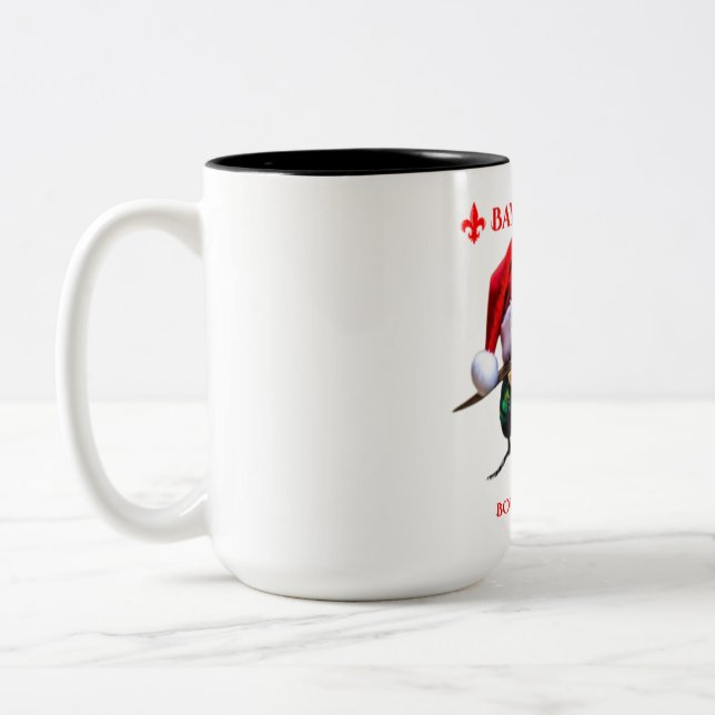The Bayou Fly says Happy Holidays  Two-Tone Coffee Mug (Left)