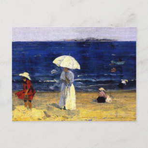The beach at Dinard , Clarence Gagnon  - Famous Holiday Postcard