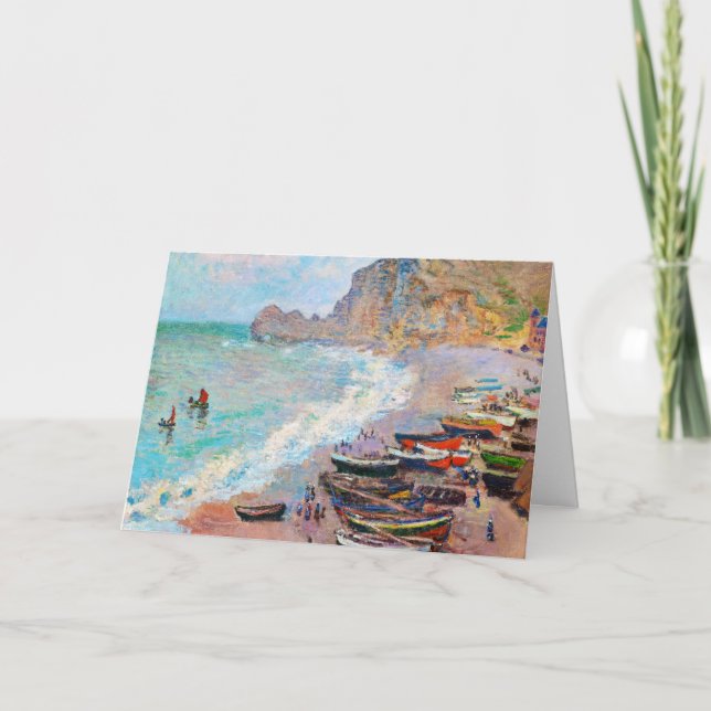 The Beach at Etretat Claude Monet coast sea art Card (Front)