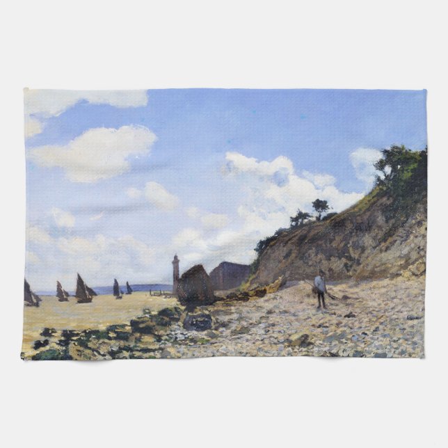 The Beach at Honfleur, 1865 Claude Monet Tea Towel (Horizontal)