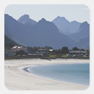 The beach at Ramberg is famous for its white 2 Square Sticker
