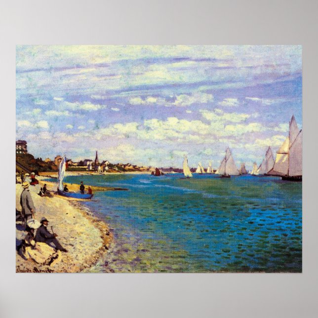 The Beach at Sainte Adresse by Claude Monet Poster (Front)