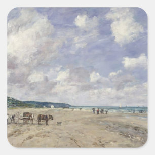 The Beach at Tourgeville, 1893 Square Sticker