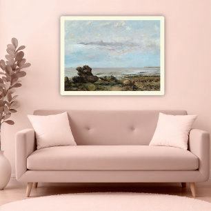 The Beach at Trouville, Marine Seascape Art  Poster