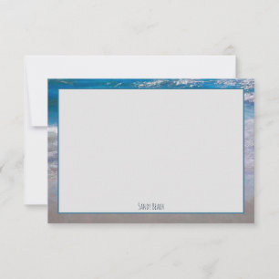 The Beach Blue White Coastal Ocean Wave Phrase Thank You Card