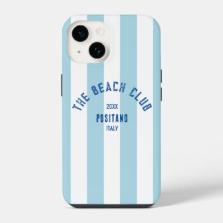 The Beach Club Crest Blue Cabana Stripe iPhone 14 Case
