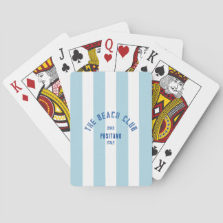 The Beach Club Crest Blue Cabana Stripe Playing Cards