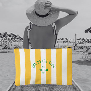 The Beach Club Crest Yellow Cabana Stripe Accessory Pouch
