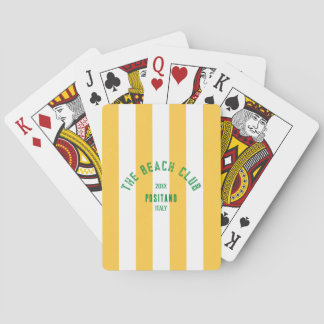 The Beach Club Crest Yellow Cabana Stripe Playing Cards